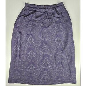 Vintage Liz Claiborne Skirt Women 14 Purple Paisley Maxi Lined A Line Button Zip